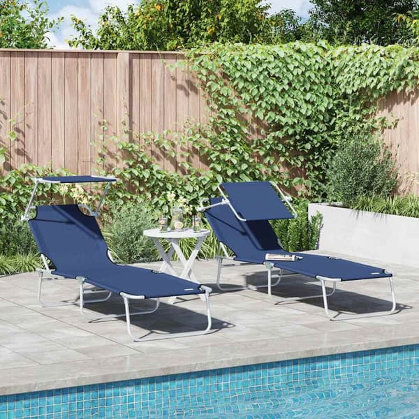 vidaXL Solstol 2 pcs Blå 58 x 188 x 77cm Polyester