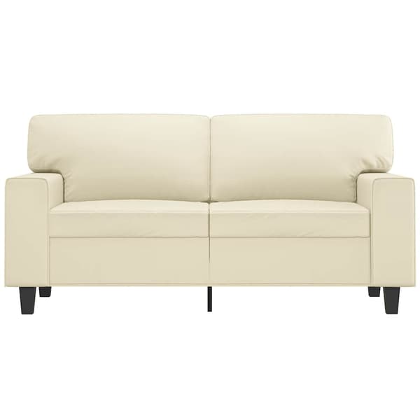 vidaXL 2-sitssoffa gräddvit 120 cm konstläder