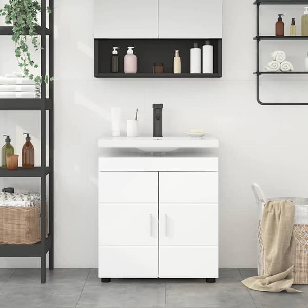 vidaXL Badrumsskåpsset TULUM Högglans vit 60 x 34 x 63 cm