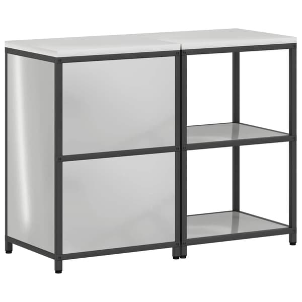 vidaXL Köksförvaringsset med hylla 2 pcs Silver Galvaniserat Stål