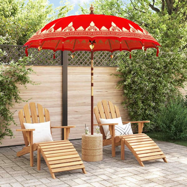 vidaXL Balinesisk Parasol Rød (210-220) x 260 cm Bomull og solid tre