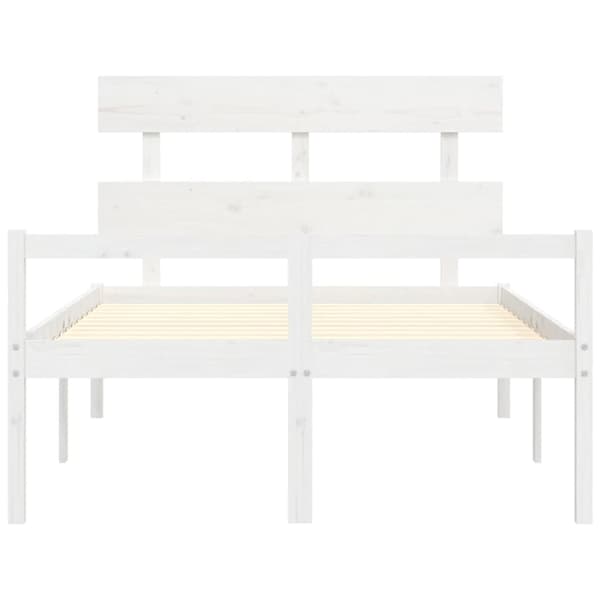 vidaXL Seniorseng med hodegavl hvit small double heltre