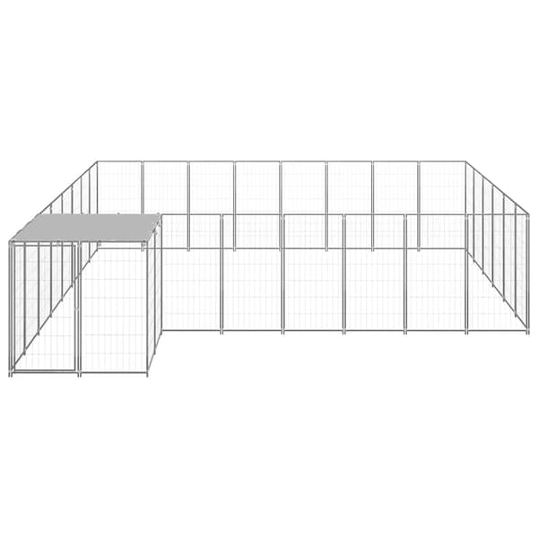 vidaXL Hundgård silver 15,73 m² stål