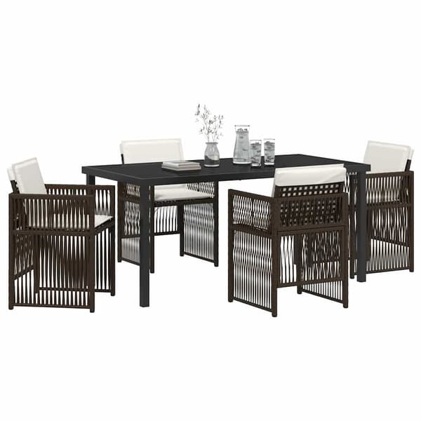 vidaXL Trädgårdsmöbelset 5 pcs Brun Pulverlackerat stål