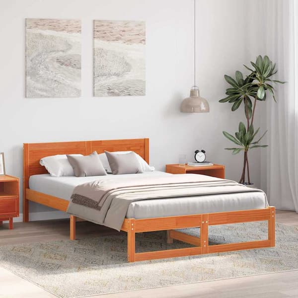 vidaXL Sängram Vit Massivt tallträ 75 x 190 cm Hållbar Rektangulär