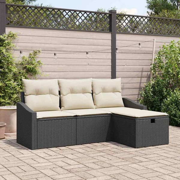 vidaXL Soffset med kudde 4 pcs konstrotting