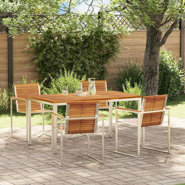 vidaXL Hage Spisegruppe 5 pcs Brun Solid akasietre