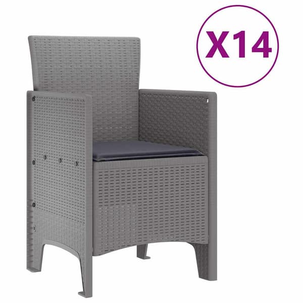 vidaXL Trädgårdsmöbelset 15 pcs Ljusgrå Polt rotting