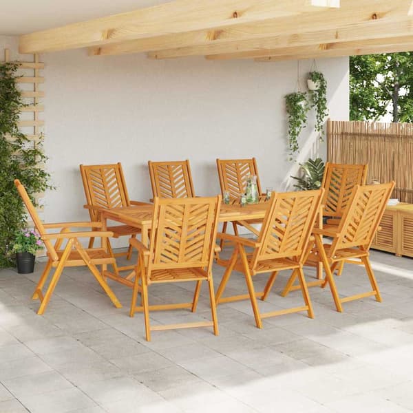vidaXL Hage Spisegruppe 9 pcs Brun Solid akasietre