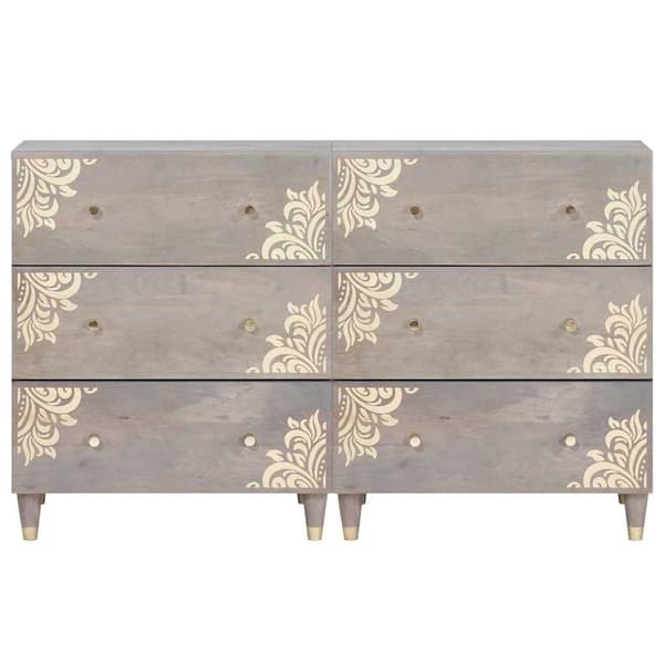 vidaXL Serviesskap 2 pcs Grå 60 x 33 x 75 cm Massiv mango tre