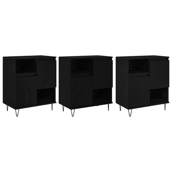 vidaXL Serviesskap 3 pcs Svart Eik 60 x 35 x 70 cm