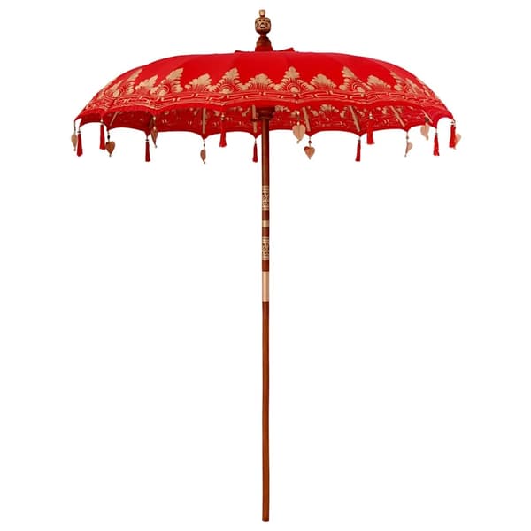 vidaXL Balinesisk Parasol Rød (180-190) x 260 cm Bomull og solid tre