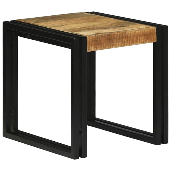 vidaXL Nesting Bord 3 pcs Brun og svart Solid mango tre og metall