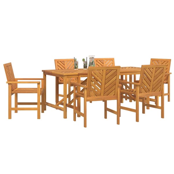 vidaXL Hage Spisegruppe 7 pcs Brun Solid akasietre