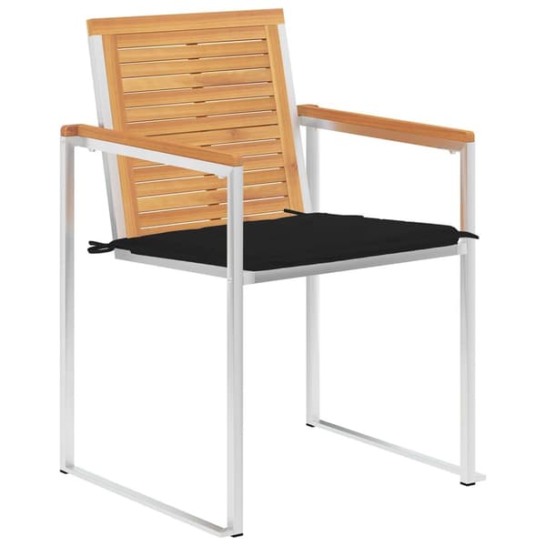 vidaXL Trädgårdsstolar med dynor 8 st massiv teak