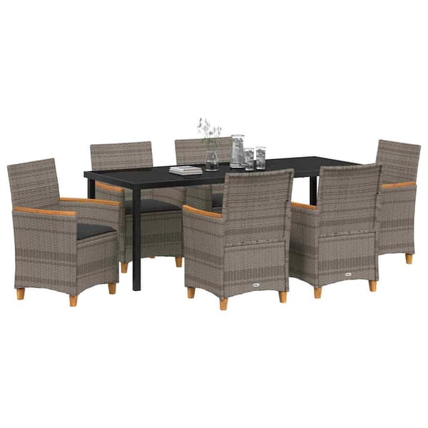 vidaXL Trädgårdsmöbelset 7 pcs Grå konstrotting