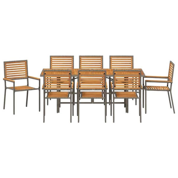 vidaXL Hage Spisegruppe 9 pcs Grå og Brun polyrotting