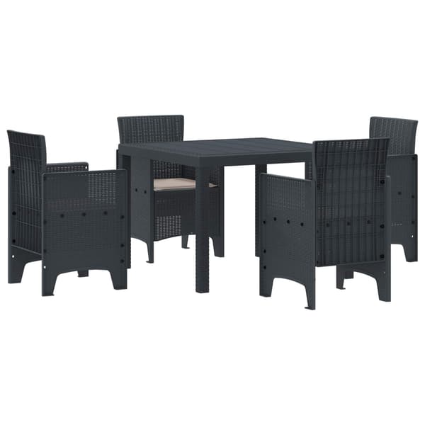 vidaXL Trädgårdsmöbelset 5 pcs Antracit Polypropylen