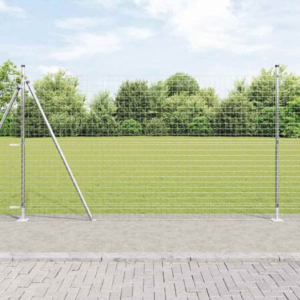 vidaXL Gjerdepåle 7 pcs sølv Stål
