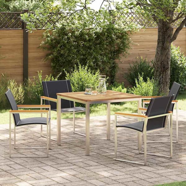 vidaXL Hage Spisegruppe 5 pcs Brun Solid akasietre