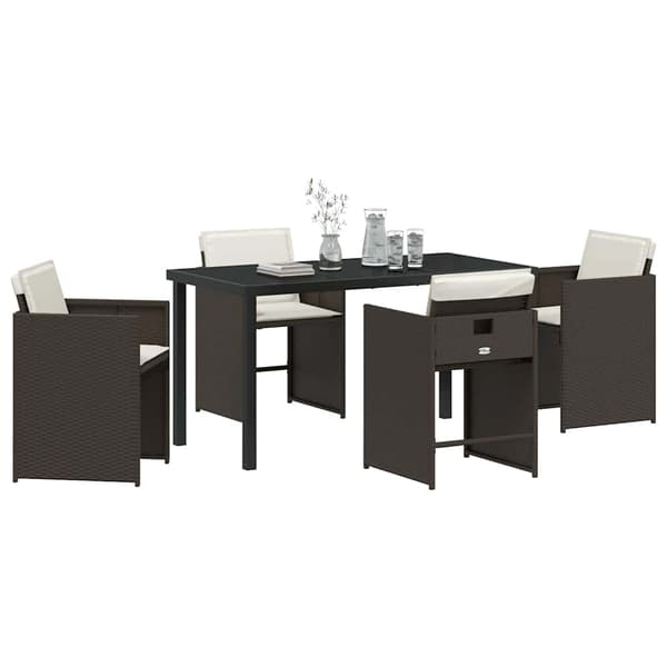 vidaXL Hage Spisegruppe 5 pcs Brun polyrotting
