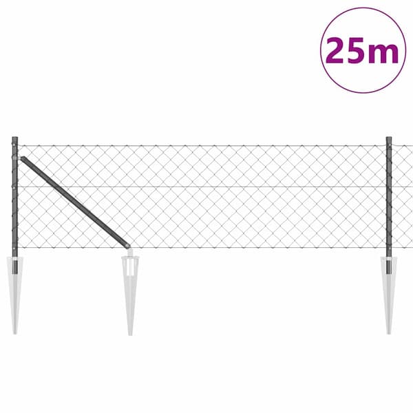 vidaXL Stängselstolpe Grå 25 x 0,8 m (60 x 60 mm nät) Stål
