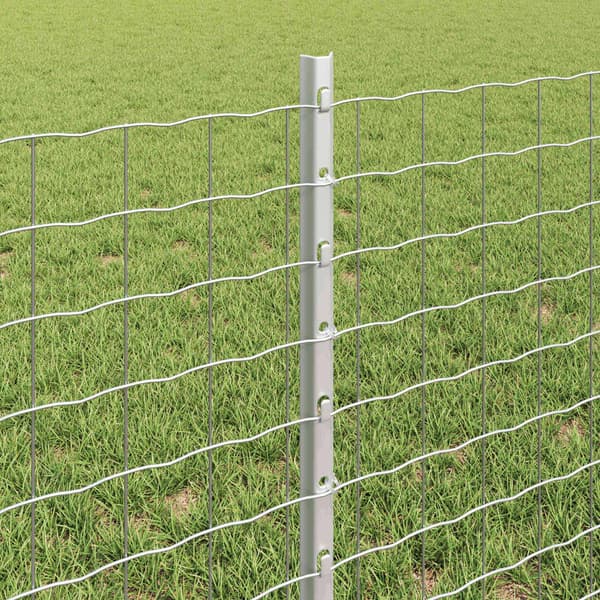 vidaXL Gjerde med stolpe sølv 0,6 x 25 m Stål