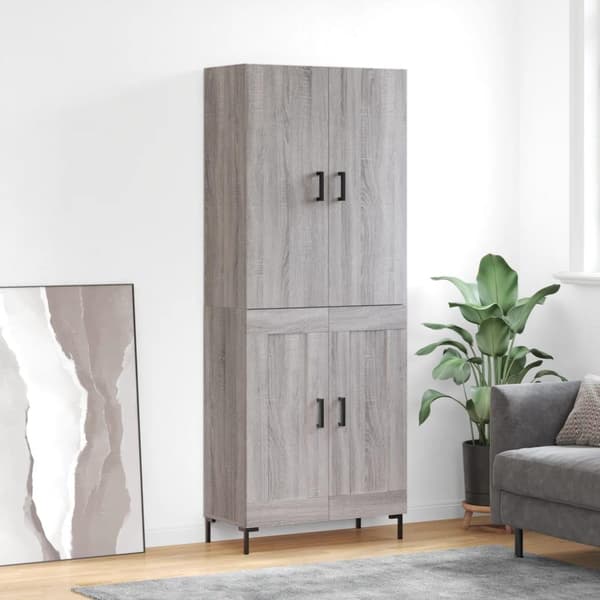 vidaXL Highboard grå sonoma 69,5x34x180 cm konstruert tre