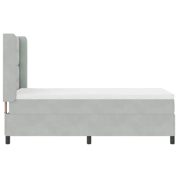 vidaXL Bäddfjäder med madrass Ljusgrå 100 x 200 cm Sammet