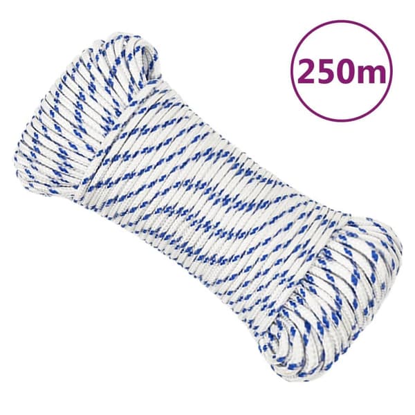 vidaXL Båtlina vit 3 mm 250 m polypropylen