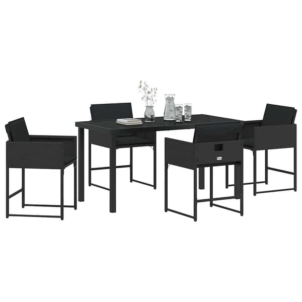 vidaXL Hage Spisegruppe 5 pcs Svart polyrotting