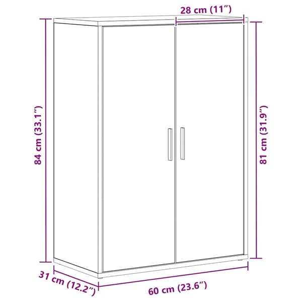 vidaXL Serviesskap artisan eik 60 x 31 x 84 cm Konstruert tre