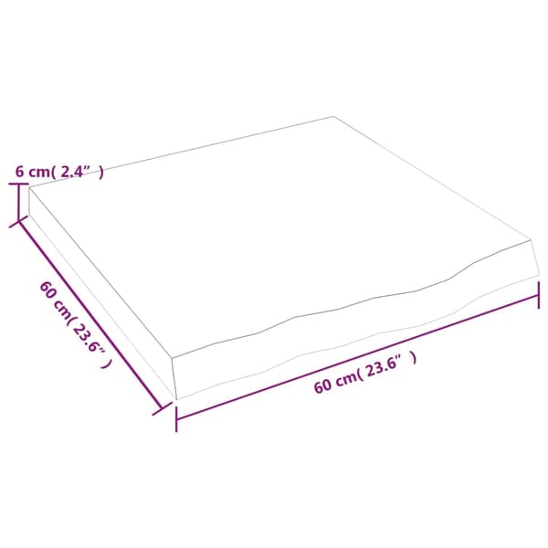 vidaXL Bordplate mørkebrun 60x60x(2-6) cm behandlet heltre eik