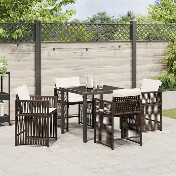 vidaXL Hage Spisegruppe 5 pcs Brun polyrotting