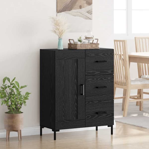 vidaXL Serviesskap Svart eik 69.5 x 34 x 90 cm Konstruert tre