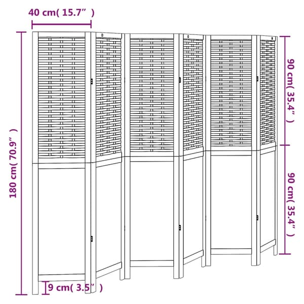 vidaXL Romdeler 6 paneler hvit heltre keisertre
