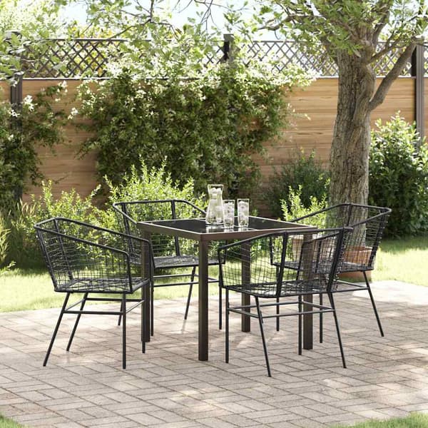 vidaXL Hage Spisegruppe 5 pcs Svart polyrotting