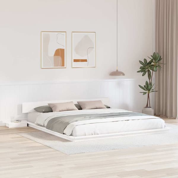 vidaXL Sängram Vit 200 x 200 cm trä