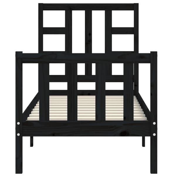 vidaXL Sengeramme med hodegavl svart 2FT6 small single heltre