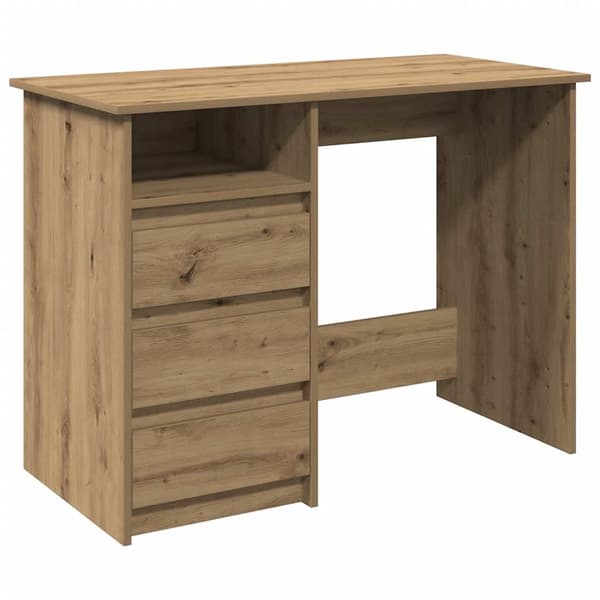 vidaXL Skrivebord artisan eik 102x50x75 cm konstruert tre