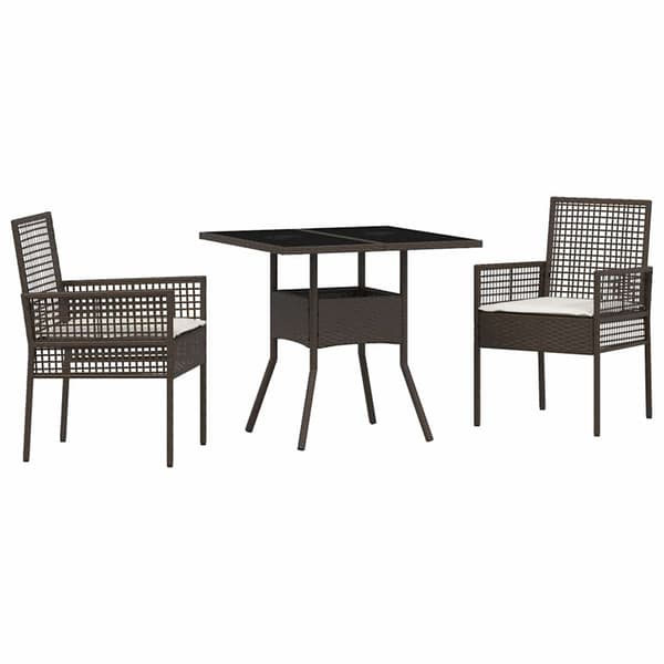 vidaXL Trädgårdsmöbelset 3 pcs Brun konstrotting