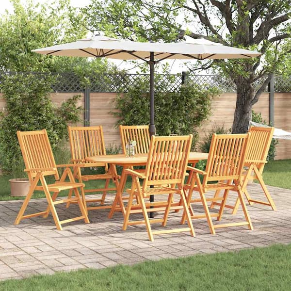 vidaXL Hage Spisegruppe 7 pcs Brun Solid akasietre
