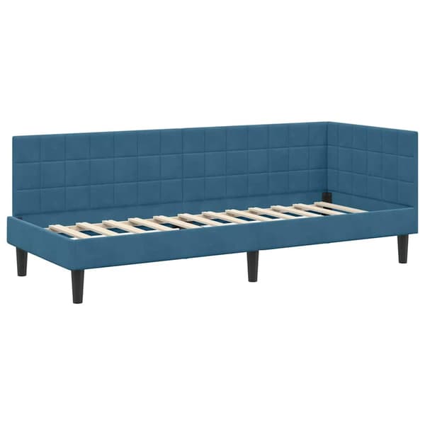 vidaXL Hörnssängram Blå 80 x 200 cm Sammet
