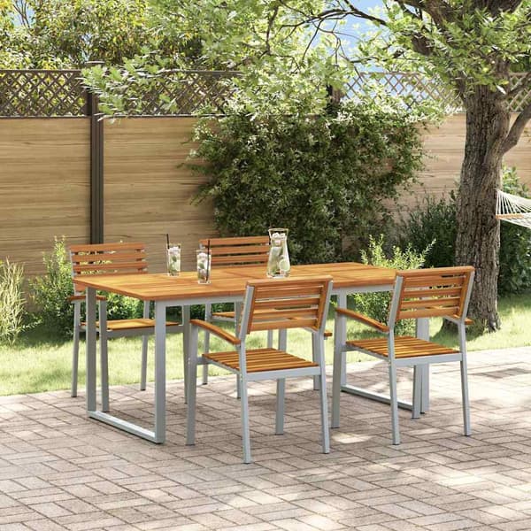 vidaXL Hage Spisegruppe 5 pcs Grå Solid akasietre
