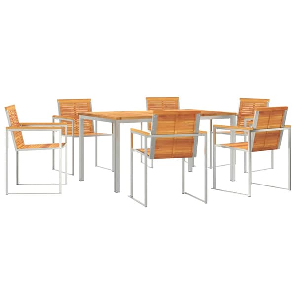 vidaXL Hage Spisegruppe 7 pcs Brun Solid akasietre