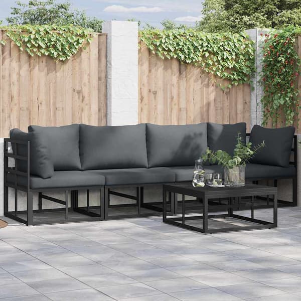 vidaXL Trädgårdsoffset 5 pcs Svart Metall