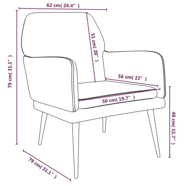 vidaXL Loungestol gräddvit 62x79x79 cm sammet
