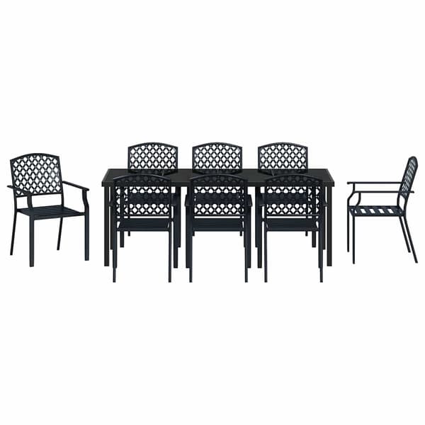 vidaXL Trädgårdsmöbelset 9 pcs Antracit Pulverlackerat stål