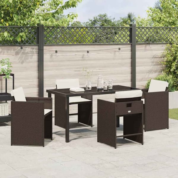vidaXL Hage Spisegruppe 5 pcs Brun polyrotting