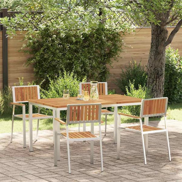vidaXL Utendørs spisestue sett 5 pcs Brun Solid akasietre